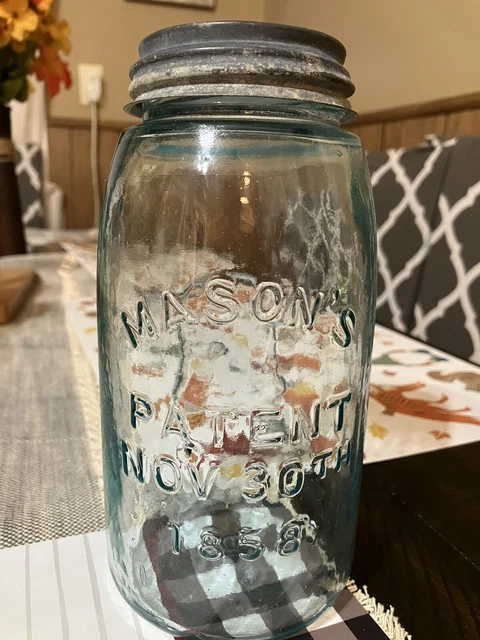 Green "Mason's Patent Nov 30th 1858  Antique Fruit/Canning Jar