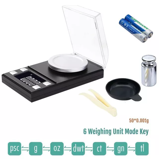 50g/0.001g Digital Milligram Scale High Precision Jewelry Balance Powder Scale