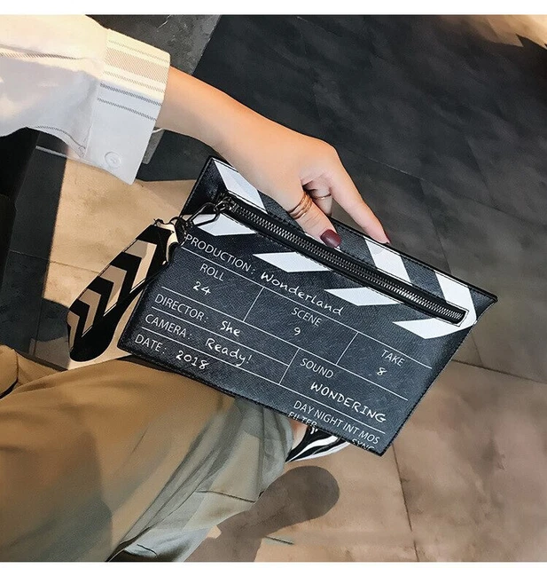 Clapperboard Zip Up Shoulder Bags Kawaii Cute Accessory Movie Design Small Purse
