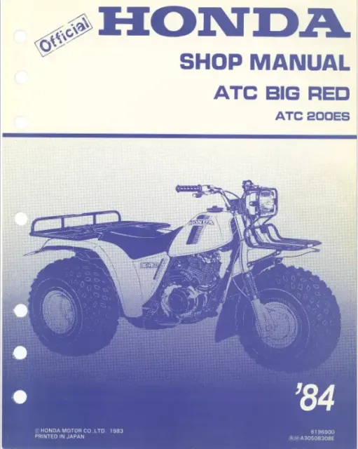 OEM 84' Honda ATC 200ES Big Red Service Repair Shop Manual COMB BOUND