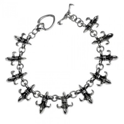 Nouveau LYS Bracelet en Acier Inox Fleur de Lis Royal Lis Lys 