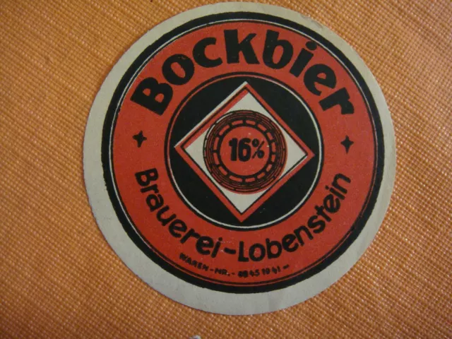 Etikett, Brauerei Lobenstein, Bockbier 16%, 1949