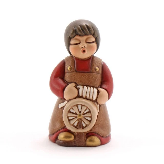 Donna con arcolaio, personaggio del presepe classico Thun colore rosso