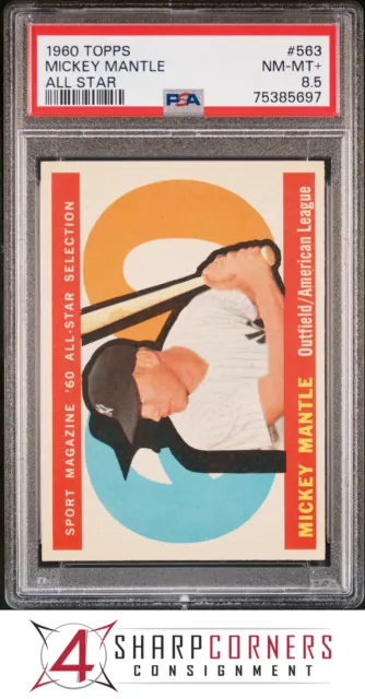 1960 Topps All Star #563 Mickey Mantle Yankees Hof Psa 8.5