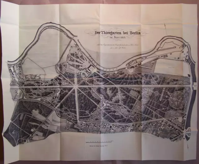 Der Thiergarten bei Berlin 1840 Lithographie Tiergarten Plan Graphik Übersicht