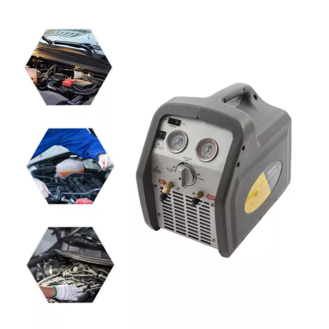 1/2HP Refrigerant Recovery Machine Dual Cylinder HVAC Recycling Tool 110V 60Hz