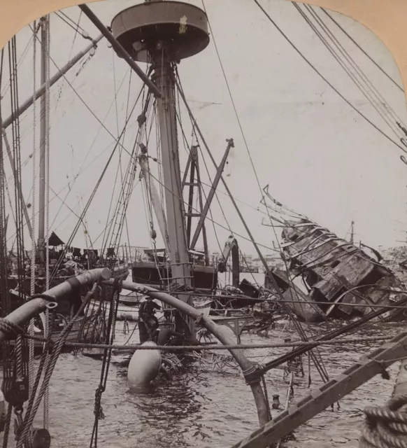 View of the Wrecked Battleship *Maine* Spanish American War Stereoview 1898