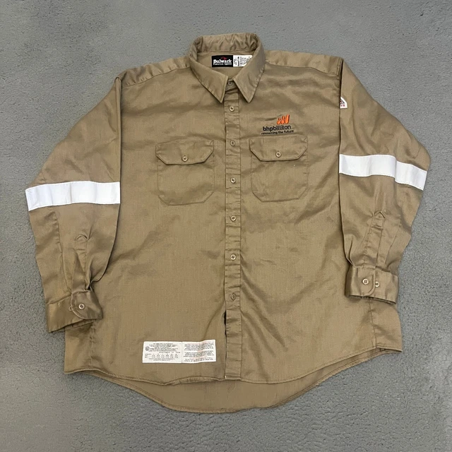 Bulwark FR Shirt Mens Size XXL RG Long Sleeve Button Up Beige