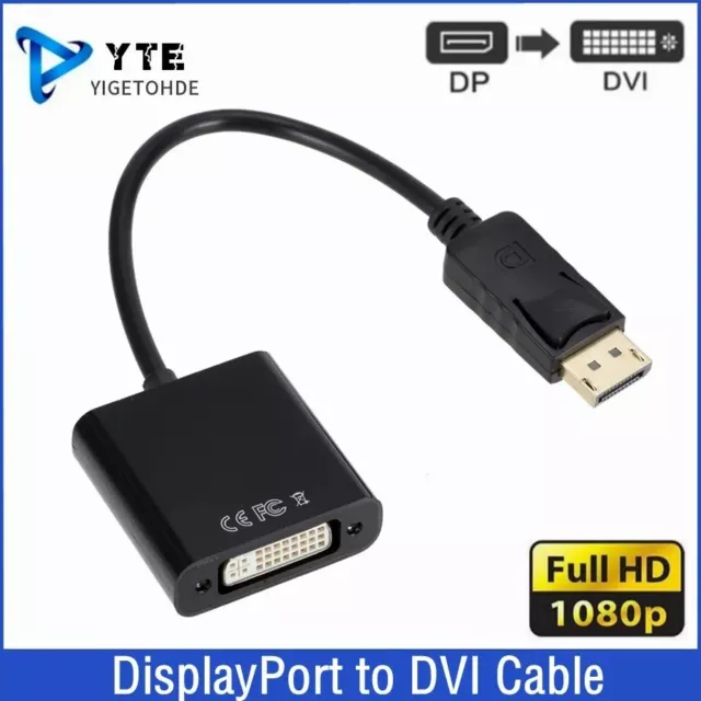 Adaptateur convertisseur câble DisplayPort vers DVI,  DP vers DVI, HD 1080p