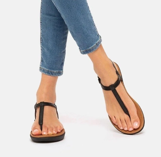 Fitflop Black Tia Women's T Strap Toe Thong Sandal Size 8 NEW NWT