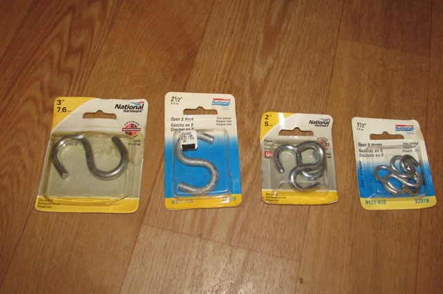National Hardware Open S Hooks 3" 2-1/2" 2" 1-1/2" You Pick We Ship Free #1580
