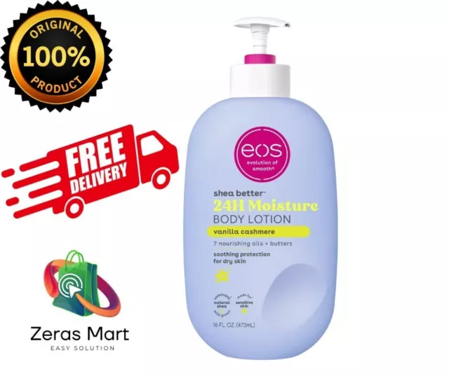 New eos Shea Better Body Lotion for Dry Skin | Vanilla Cashmere |16 oz