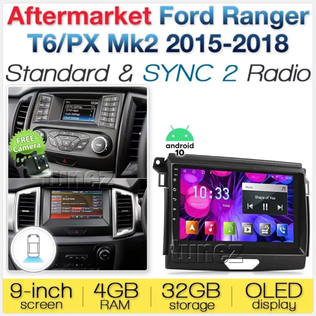 9" Android Car MP3 Player Ford Ranger T6 MK2 2015-2018 GPS Stereo MP4 Radio KT