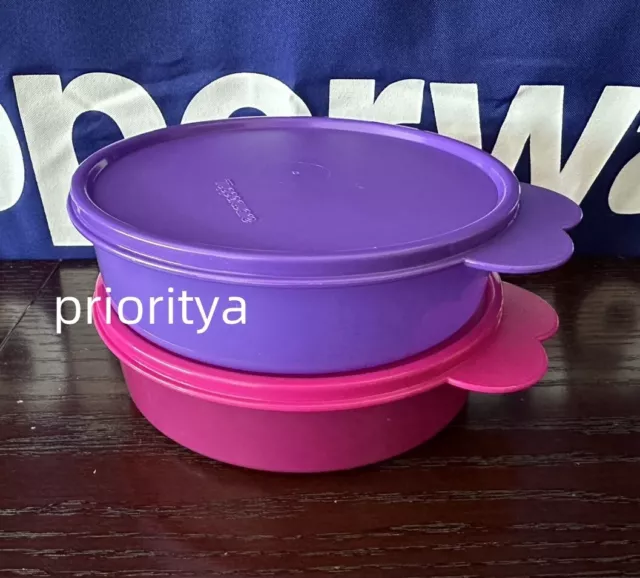 Tupperware Big Wonders Cereal Bowl 2 cup / 500ml Set of 2 Pink and Grape New