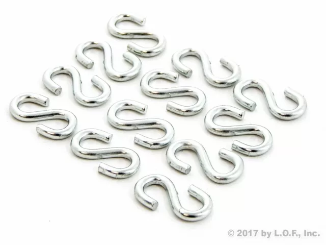 12 S Shaped Hook 1" Long x 1/2" Wide x 1/8 Inch Thick Zinc Plated Silver 42 Lbs