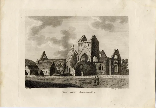 1797 Antique Print: Sweetheart Abbey, near Dumfries, Scotland - Grose