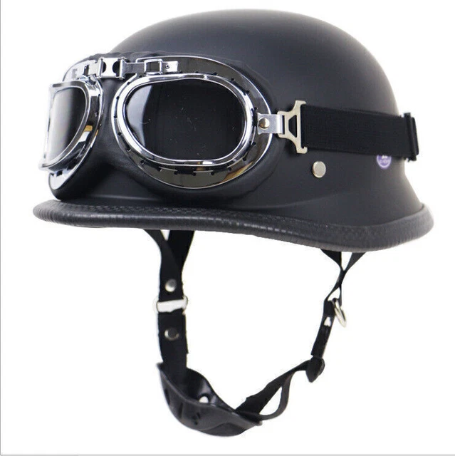 STAHLHELM WEHRMACHTSHELM HALBSCHALE mit Brille Motorradhelm Oldtimer ...