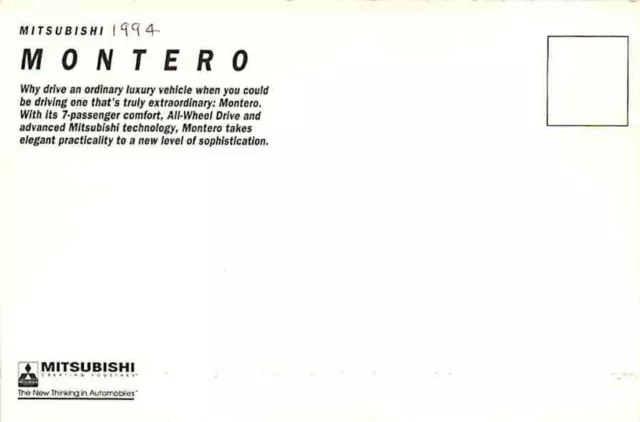 Advertising Postcard 1994 Mitsubishi Montero SR 2