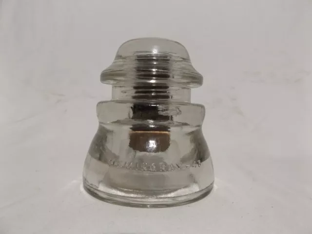 VTG Hemingray-45 CD 155 49-42 3 Dot Made In USA Clear Glass Telephone Insulator