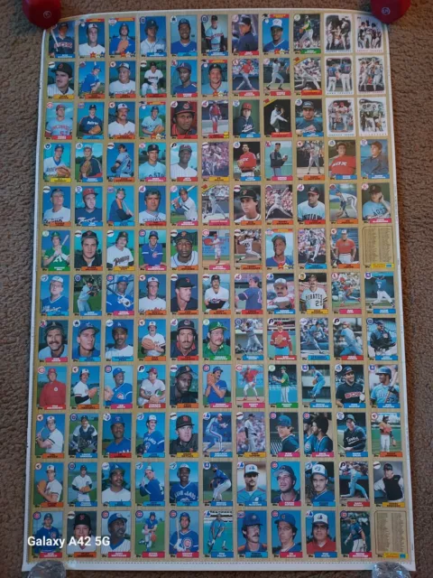 1987 Topps Uncut Sheet Of Baseball Cards, Man Cave, Wall Art, Vintage