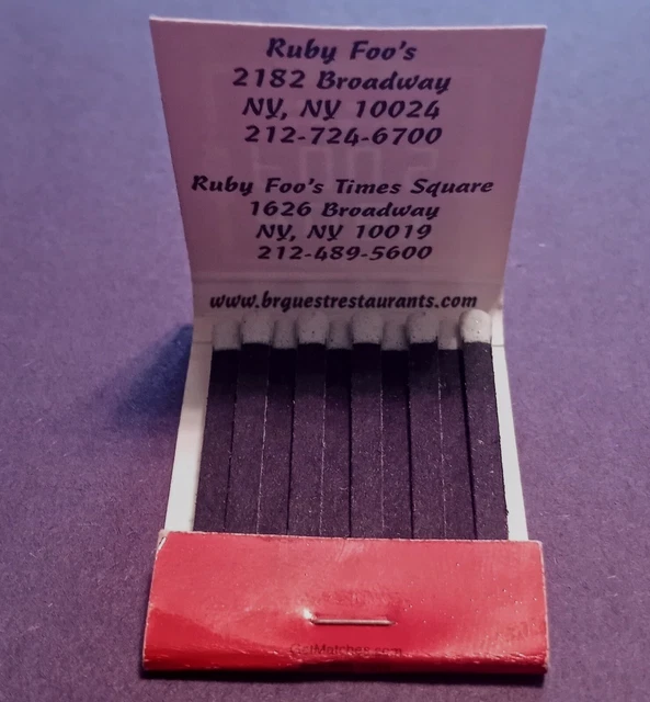 RUBY FOO'S DIM SUM & SUSHI PALACE RESTAURANT - NYC Vintage Matchbook - unstruck