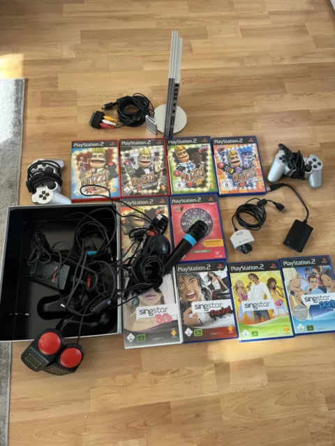 PS2 Mega Set mit Buzz Singstar Mikrofone Controller Kabel - 10 Spiele - Eye Toy