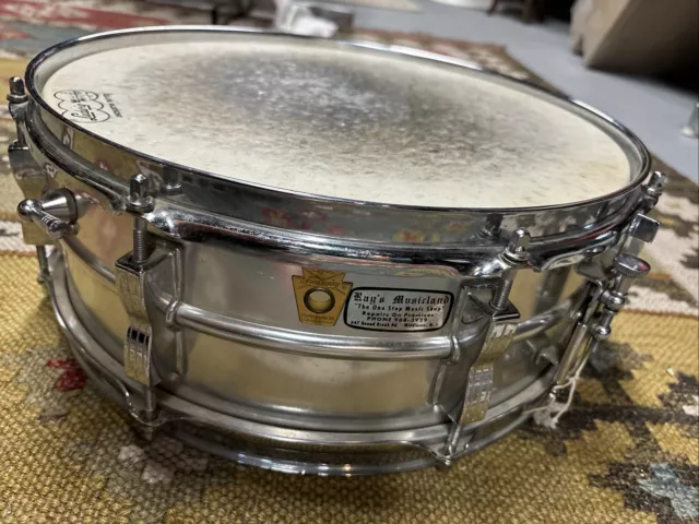 1965 LUDWIG ACROLITE  14" SNARE DRUM Keystone Badge Great shape See Pics