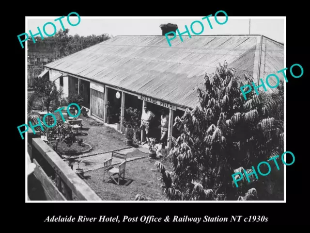 OLD POSTCARD SIZE PHOTO OF ADELAIDE RIVER NT HOTEL & RAILWAY STATION c1930