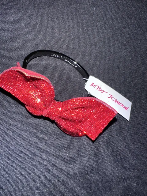 Betsey Johnson Festive Holiday Red Sparkly Rhinestone Large Bow Bangle Bracelet
