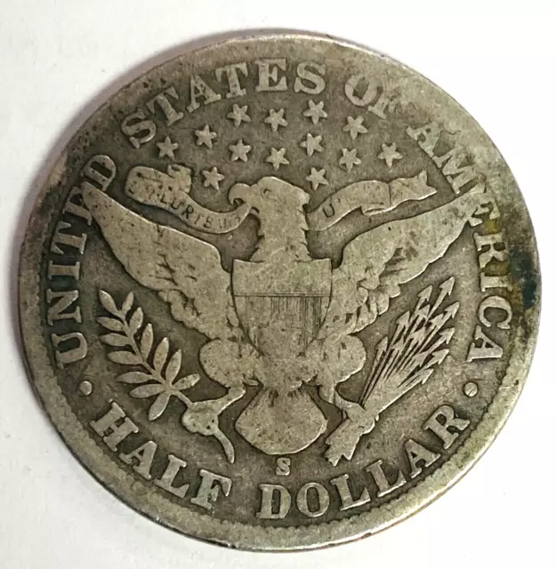 KEY DATE 1905-S Barber Half Dollar, GOOD Details, 50C, U.S. Mint, GREAT FILLER 2