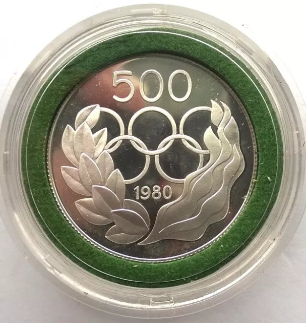 Cyprus 1980 Moscow Olympics 500 Mils Silver Coin,Proof