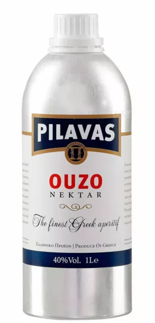 Ouzo Pilavas Nektar 40% 1,0l Aluminium Flasche | Der milde Ouzo aus Patras
