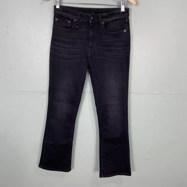 R13 Kick It High Waist Crop Jeans Black Denim Sz 27