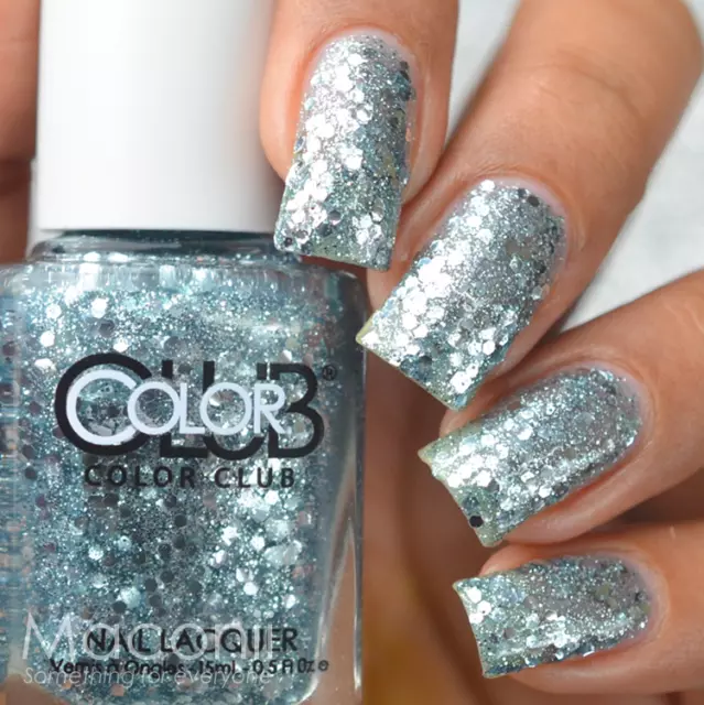 Color Club - Savoy Nights - Sheer Blue With Silver Glitter Shimmery Nail Polish