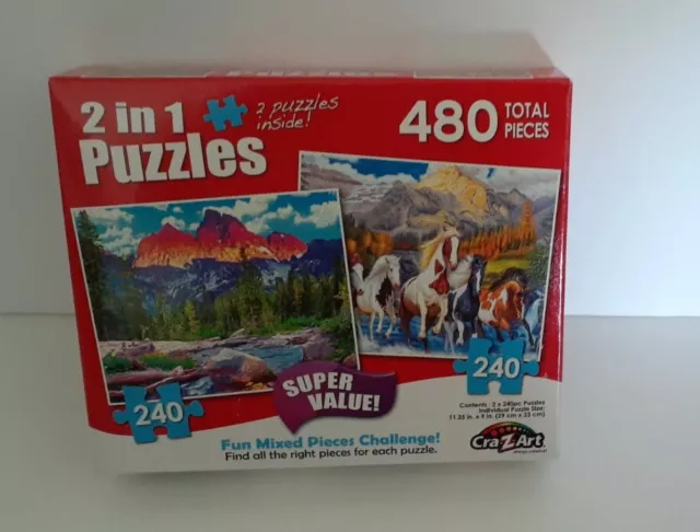 2 in 1/ 480 Pcs {240 Pieces Each} 11.25"x 9" CraZart_Mountain_ New Jigsaw Puzzle