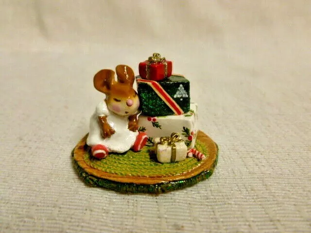 Wee Forest Folk Waiting For Christmas M-316 Mouse Figurine Santa Presents