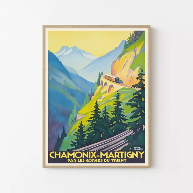 Chamonix Martigny Vintage Travel Poster Fine Art Print | Home Decor