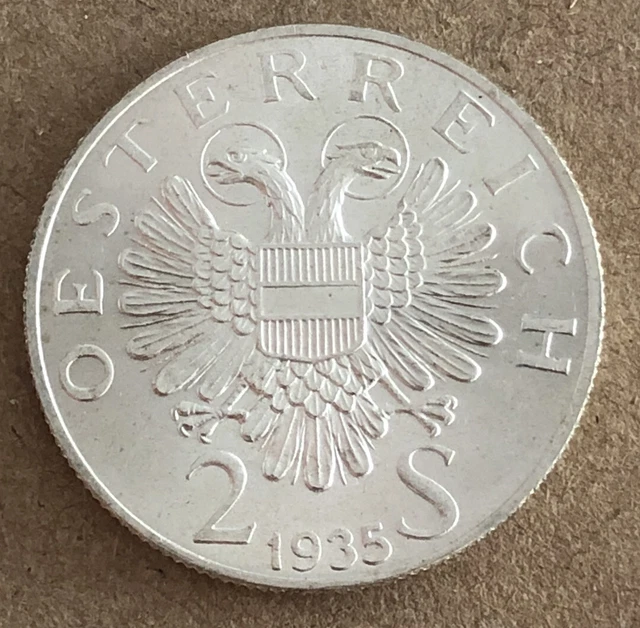 Austria 1935 2 Shilling Silver High Grade Very Nice Condition Lm