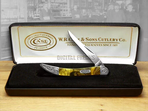 Case xx Toothpick Knife Butter Rum Corelon Engraved Bolster 910096BR/E