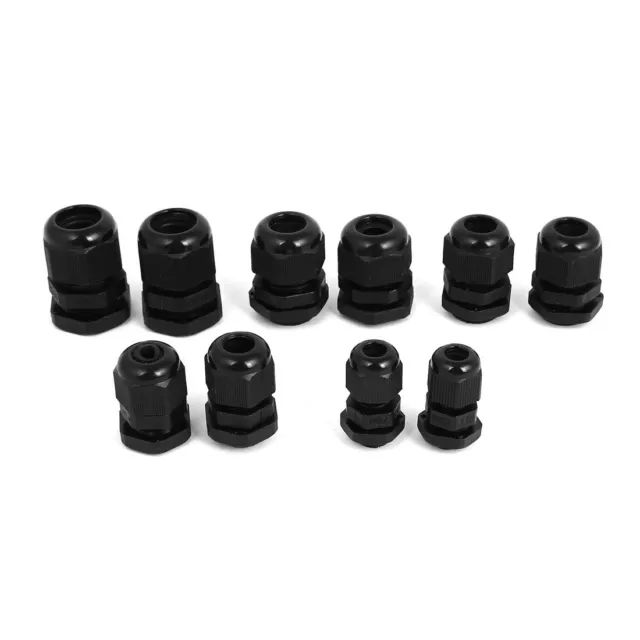 PG7 9 11 13.5 16 Waterproof Cable Gland Clamp Black Plastic Connector 10pcs