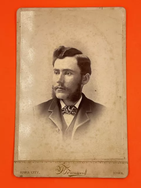 c.1880's Cabinet Card Young Man from Iowa City Portrait ~ Townsend Photographer