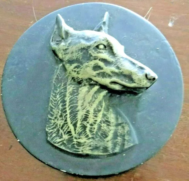 Johnals Enterprises Inc. Doberman Pincher dog sculpture chalk ware wall hanging