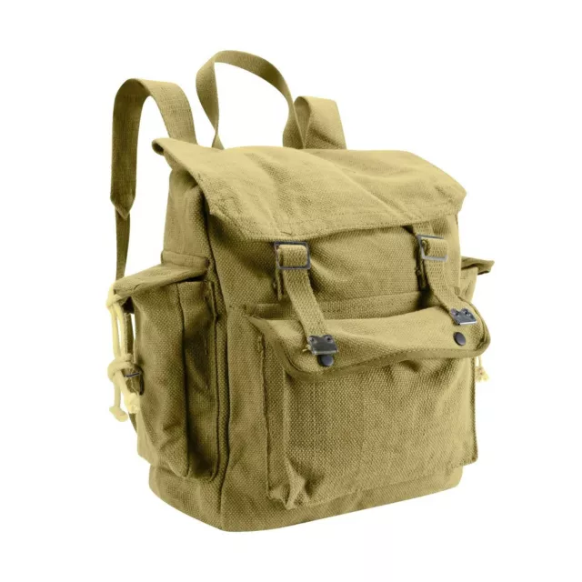 Vintage Army Style Work Tool Canvas Bag Daysack Backpack Rucksack Mustard