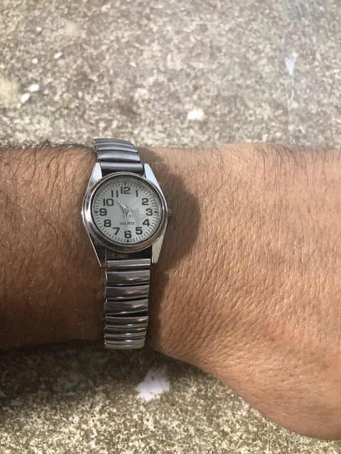 Montre Ancienne Femme Automatique/quartz - Bracelet Métal Extensible 70/80 Cm - Occasion