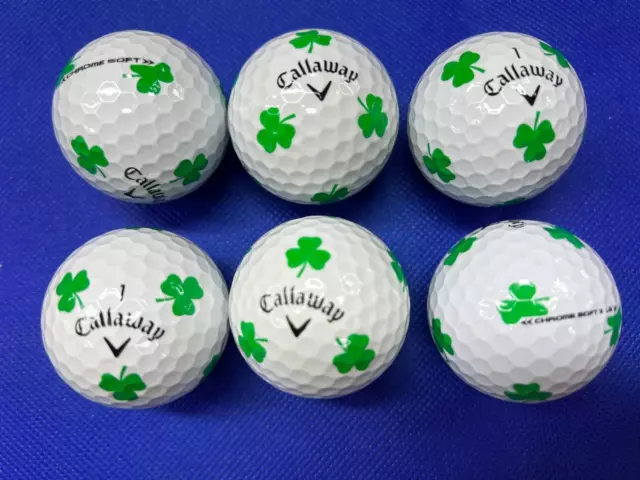 6 Callaway Lucky Shamrock Truvis Chrome Soft Near Mint AAAA Used Golf Balls