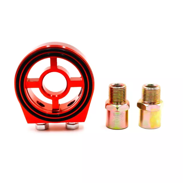 3/4-16 M20*1.5 Oil Filter Sandwich Plate Fuel Cooler Thermostat Adapter Red