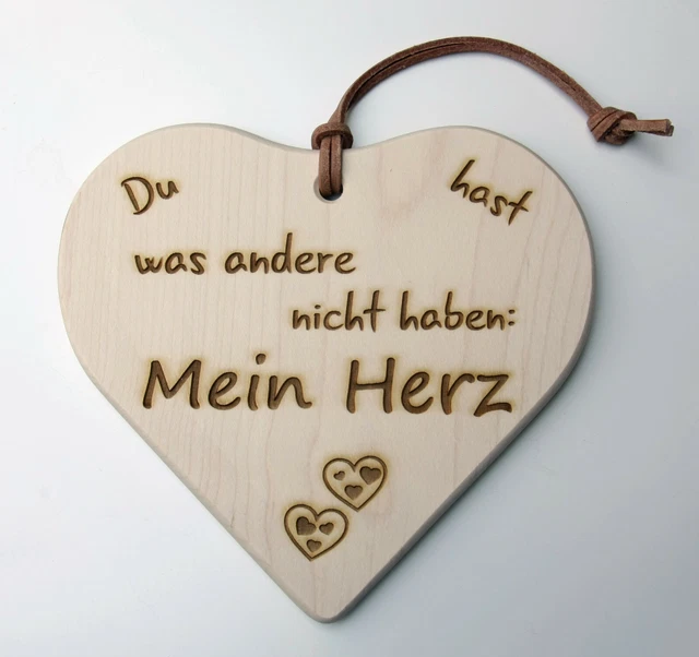 HERZ HOLZ SCHILD Deko Liebe Spruch MEIN HERZ Gravur Geburtstag
