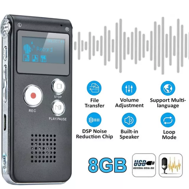 8GB Digital Diktiergerät Mini MP3 Player Aufnahmegerät Audio LCD Voice Recorder 2