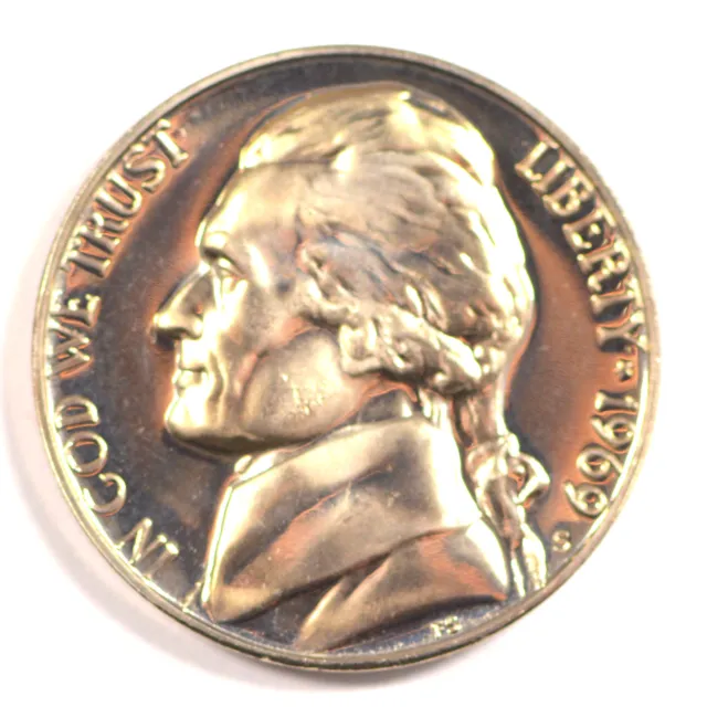1969 S Gem Bu Proof Jefferson Nickel 5 Cent Brilliant Uncirculated Pf Coin #1072