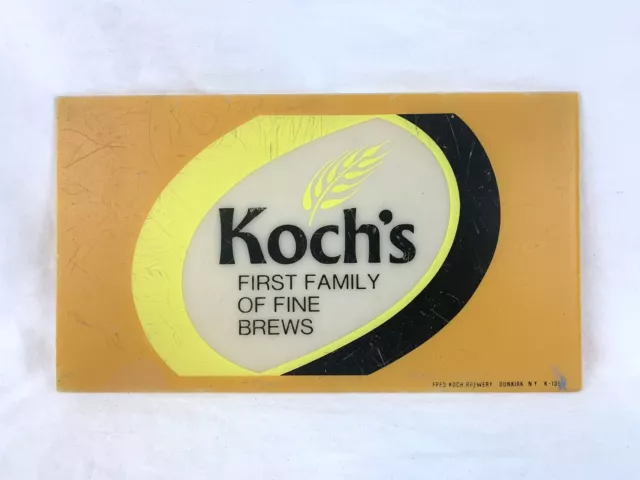 VINTAGE KOCH'S BEER - PLASTIC ADVERTISING SIGN - Dunkirk, NY